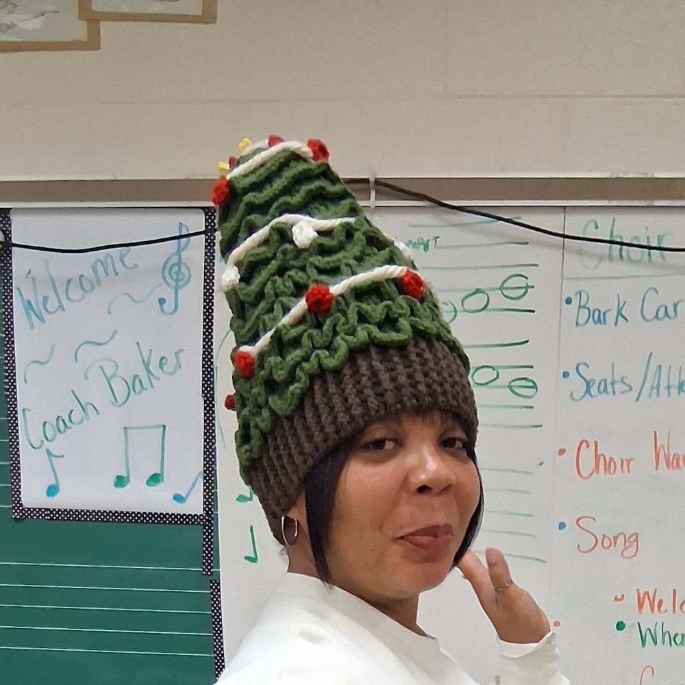 Whimsical Green and Brown Knit Hat